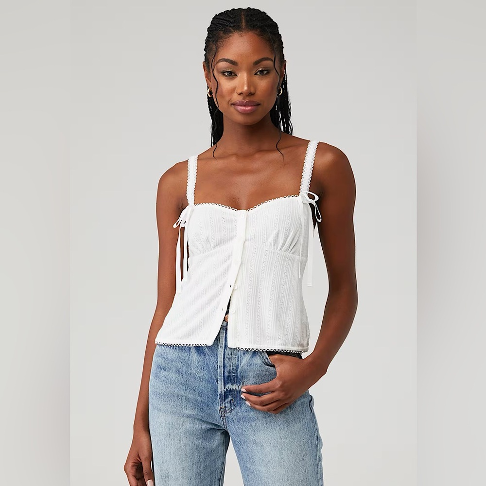 For Love and Lemons Annabeath Top, white, size S